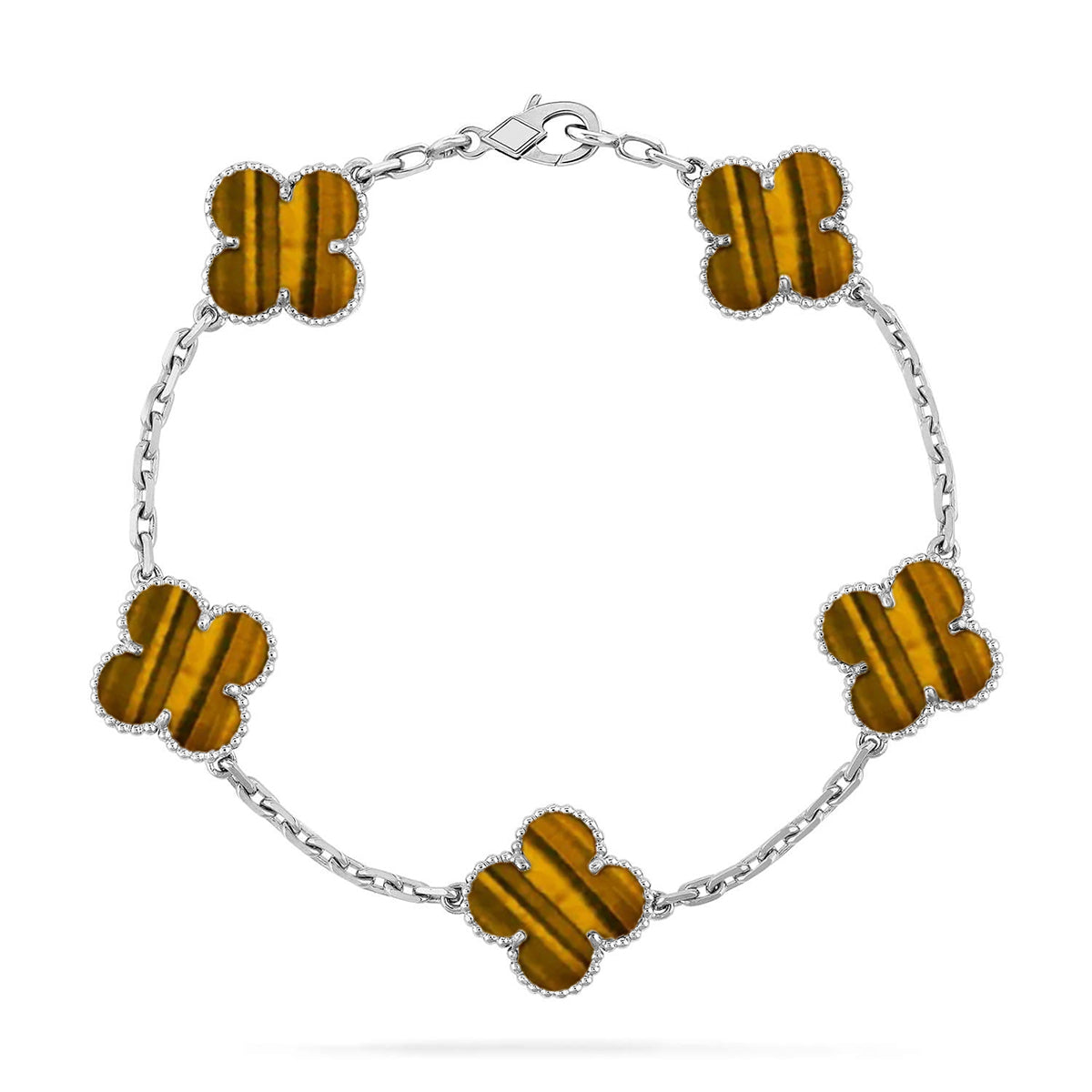 [VA]LUCKY CLOVER 5-MOTIF BRACELET -  TIGER’S EYE COLLECTION