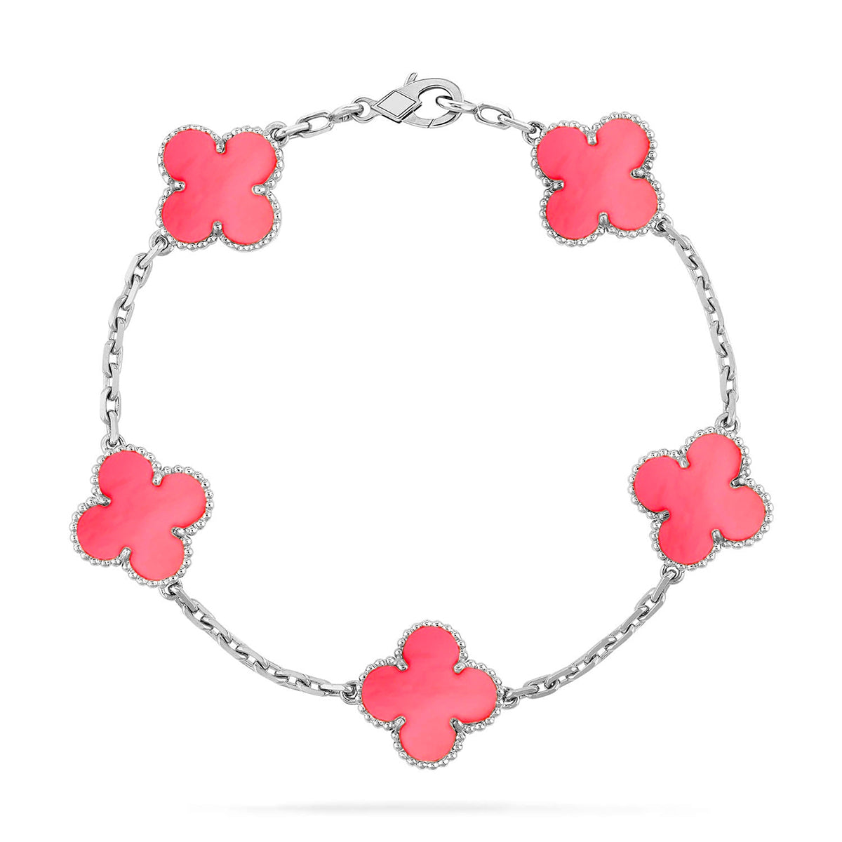 [VA]LUCKY CLOVER 5-MOTIF BRACELET - PINK MOTHER-OF-PEARL COLLECTION