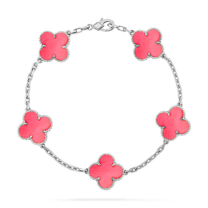 [VA]LUCKY CLOVER 5-MOTIF BRACELET - PINK MOTHER-OF-PEARL COLLECTION