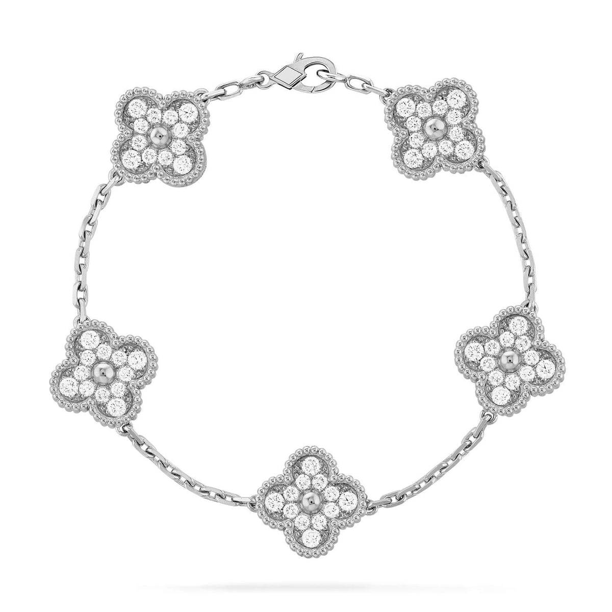 [VA]LUCKY CLOVER 5-MOTIF BRACELET - FULL-DIAMOND