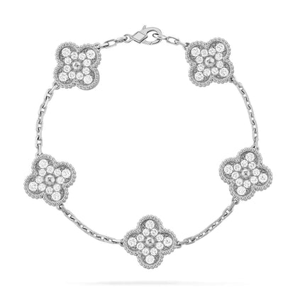 [VA]LUCKY CLOVER 5-MOTIF BRACELET - FULL-DIAMOND