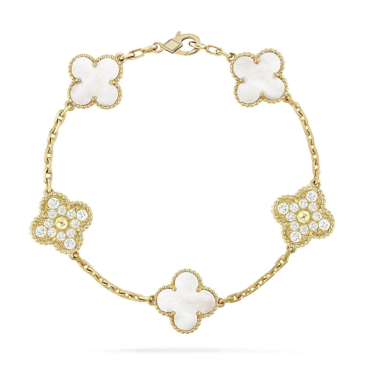 [VA]LUCKY CLOVER 5-MOTIF BRACELET - WHITE MOTHER-OF-PEARL COLLECTION