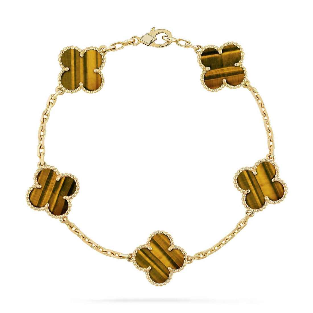 [VA]LUCKY CLOVER 5-MOTIV-ARMBAND - TIGERAUGE-KOLLEKTION