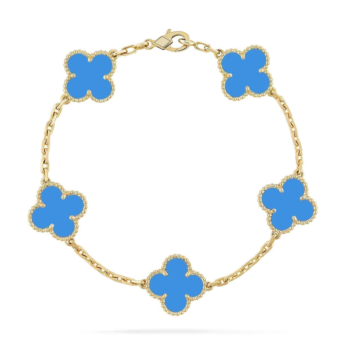 [VA]LUCKY CLOVER 5-MOTIF BRACELET - BLUE AGATE COLLECTION
