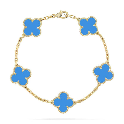 [VA]LUCKY CLOVER 5-MOTIF BRACELET - BLUE AGATE COLLECTION