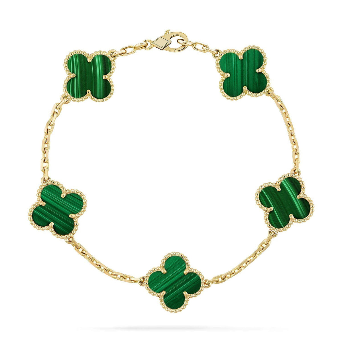 [VA]LUCKY CLOVER 5-MOTIF BRACELET - MALACHITE COLLECTION