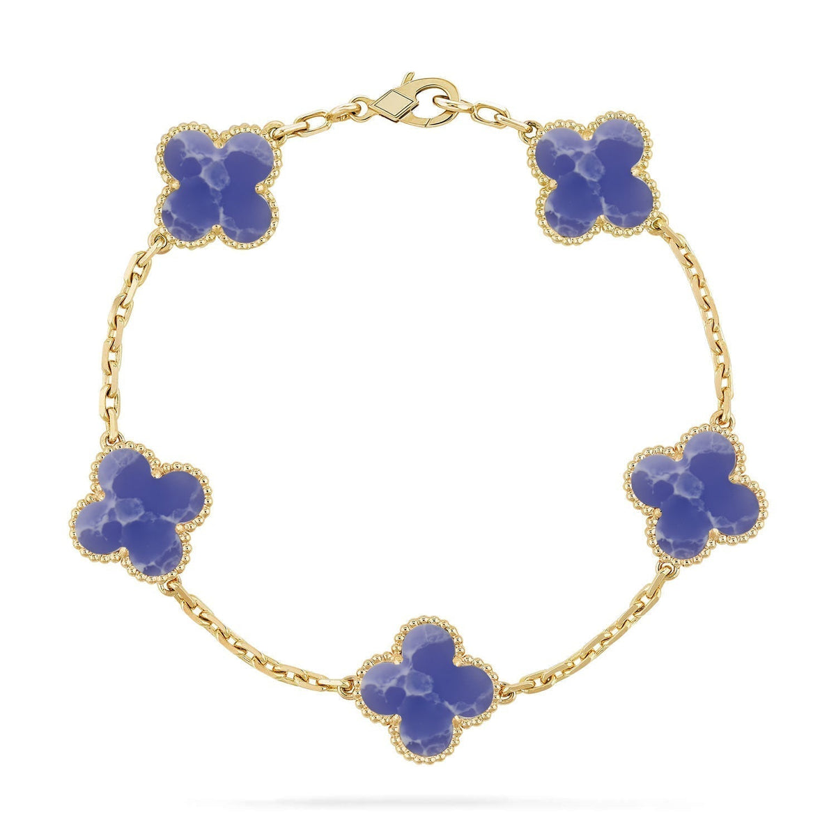 [VA]LUCKY CLOVER 5-MOTIV-ARMBAND - BLUE LARIMAR KOLLEKTION