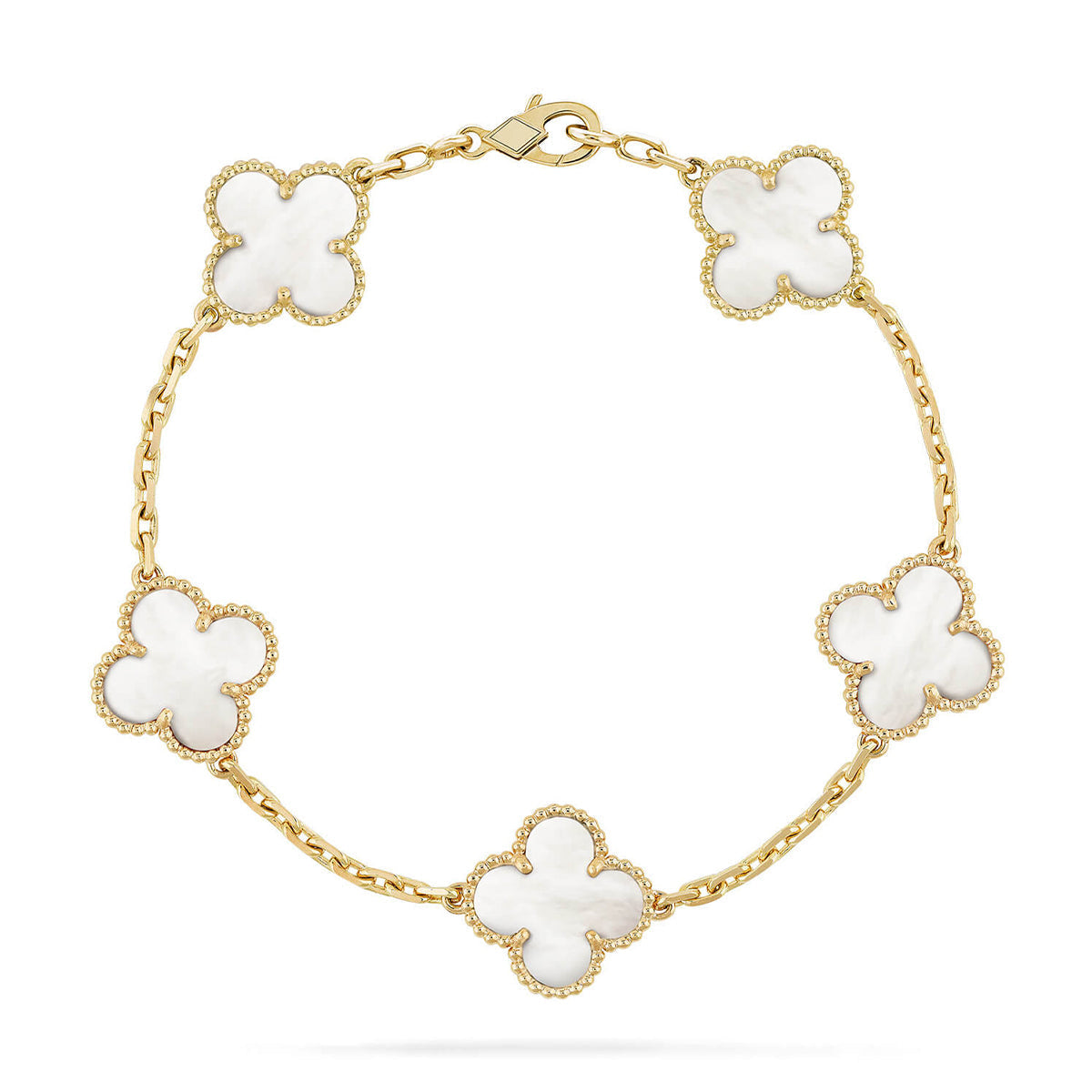 [VA]LUCKY CLOVER 5-MOTIF BRACELET - WHITE MOTHER-OF-PEARL COLLECTION