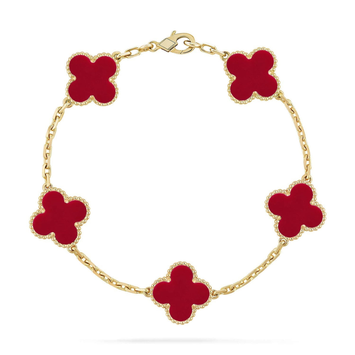 [VA]LUCKY CLOVER 5-MOTIF BRACELET - RED CARNELIAN COLLECTION