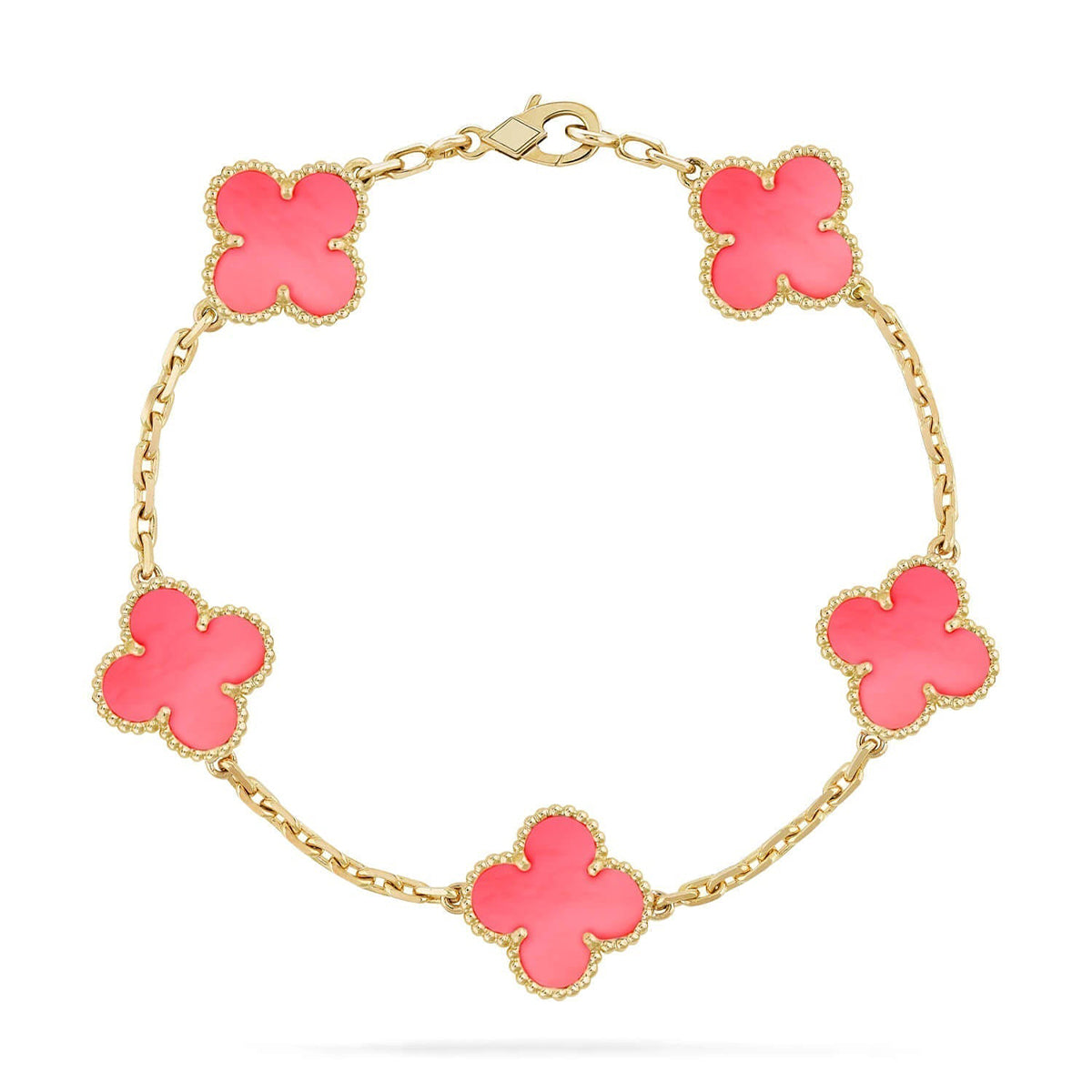 [VA]LUCKY CLOVER 5-MOTIF BRACELET - PINK MOTHER-OF-PEARL COLLECTION