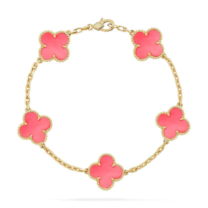 [VA]LUCKY CLOVER 5-MOTIF BRACELET - PINK MOTHER-OF-PEARL COLLECTION