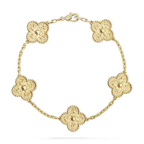 [VA]LUCKY CLOVER 5-MOTIF BRACELET - BRONZING