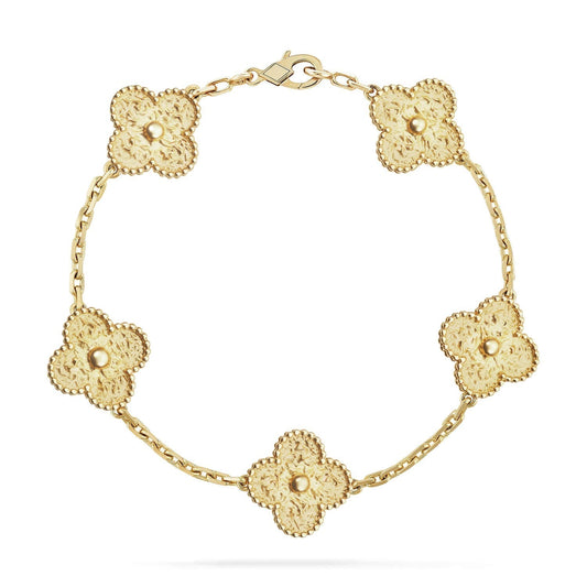 [VA]LUCKY CLOVER 5-MOTIF BRACELET - BRONZING