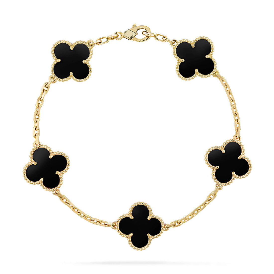 [VA]LUCKY CLOVER 5-MOTIV-ARMBAND - KOLLEKTION SCHWARZER ONYX