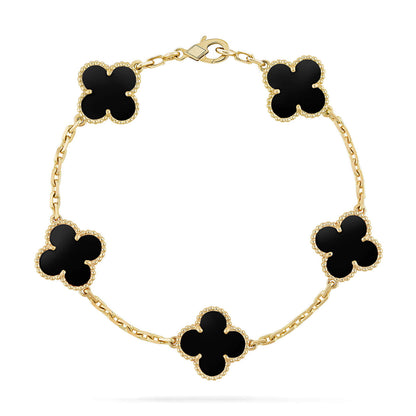 [VA]LUCKY CLOVER 5-MOTIF BRACELET - BLACK OXNY COLLECTION