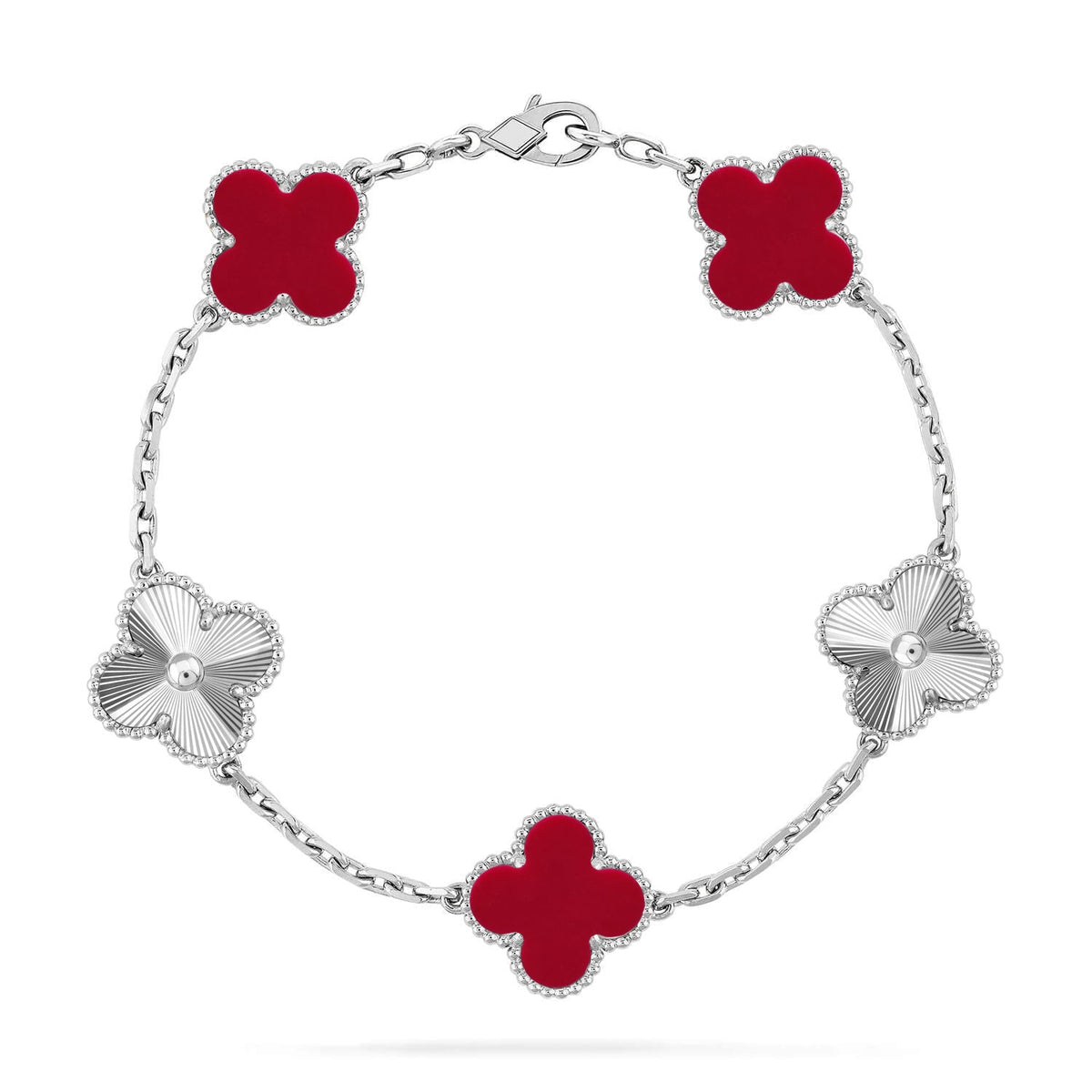 [VA]LUCKY CLOVER 5-MOTIF BRACELET - RED CARNELIAN COLLECTION