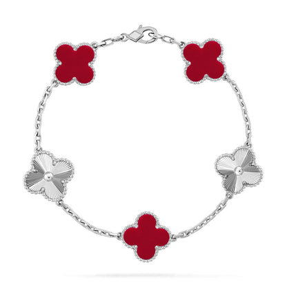 [VA]LUCKY CLOVER 5-MOTIF BRACELET - RED CARNELIAN COLLECTION