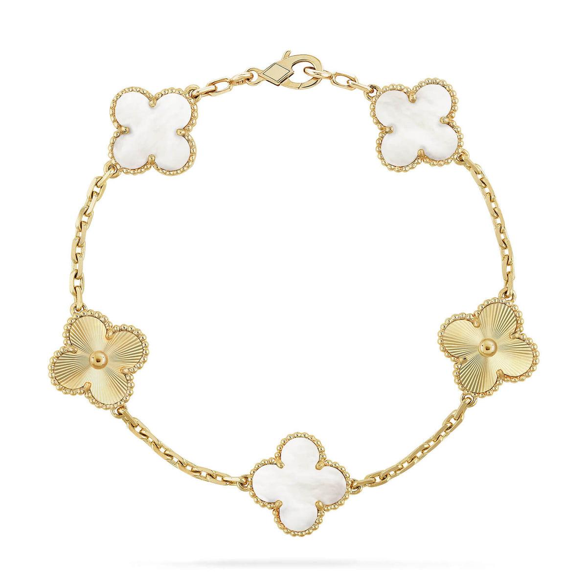 [VA]LUCKY CLOVER 5-MOTIF BRACELET - WHITE MOTHER-OF-PEARL COLLECTION