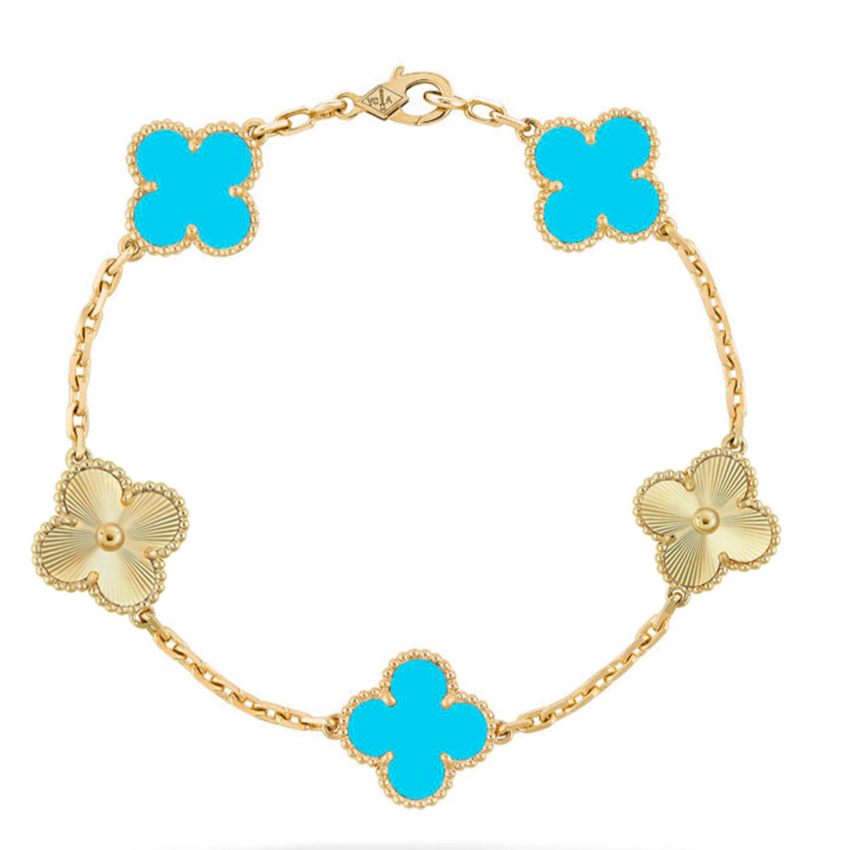 [VA]LUCKY CLOVER 5-MOTIV-ARMBAND - TÜRKIS-KOLLEKTION