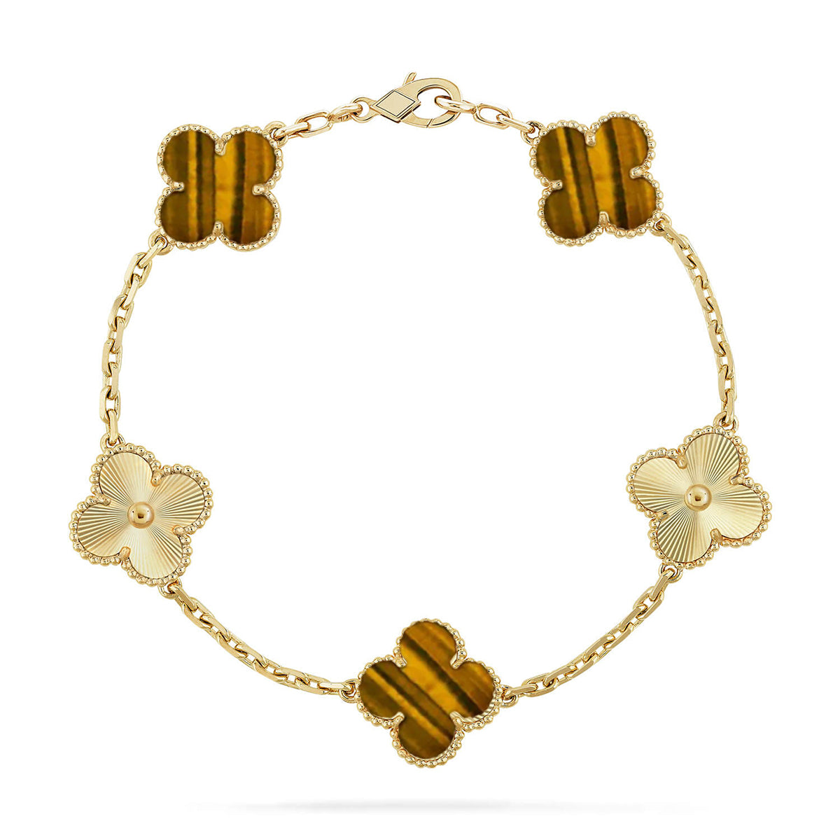 [VA]LUCKY CLOVER 5-MOTIF BRACELET -  TIGER’S EYE COLLECTION