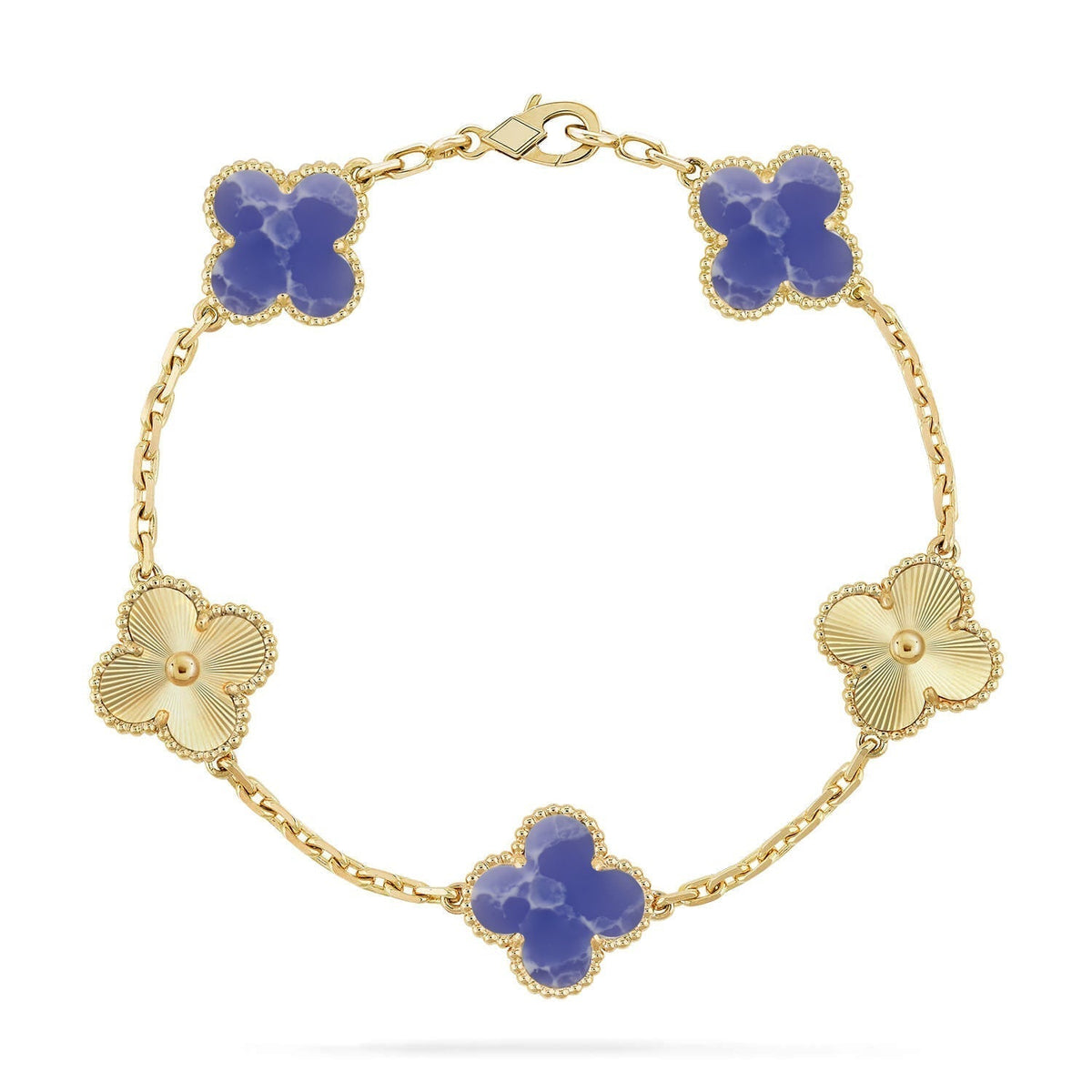 [VA]LUCKY CLOVER 5-MOTIV-ARMBAND - BLUE LARIMAR KOLLEKTION