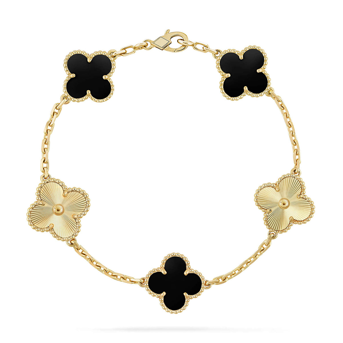 [VA]LUCKY CLOVER 5-MOTIF BRACELET - BLACK OXNY COLLECTION
