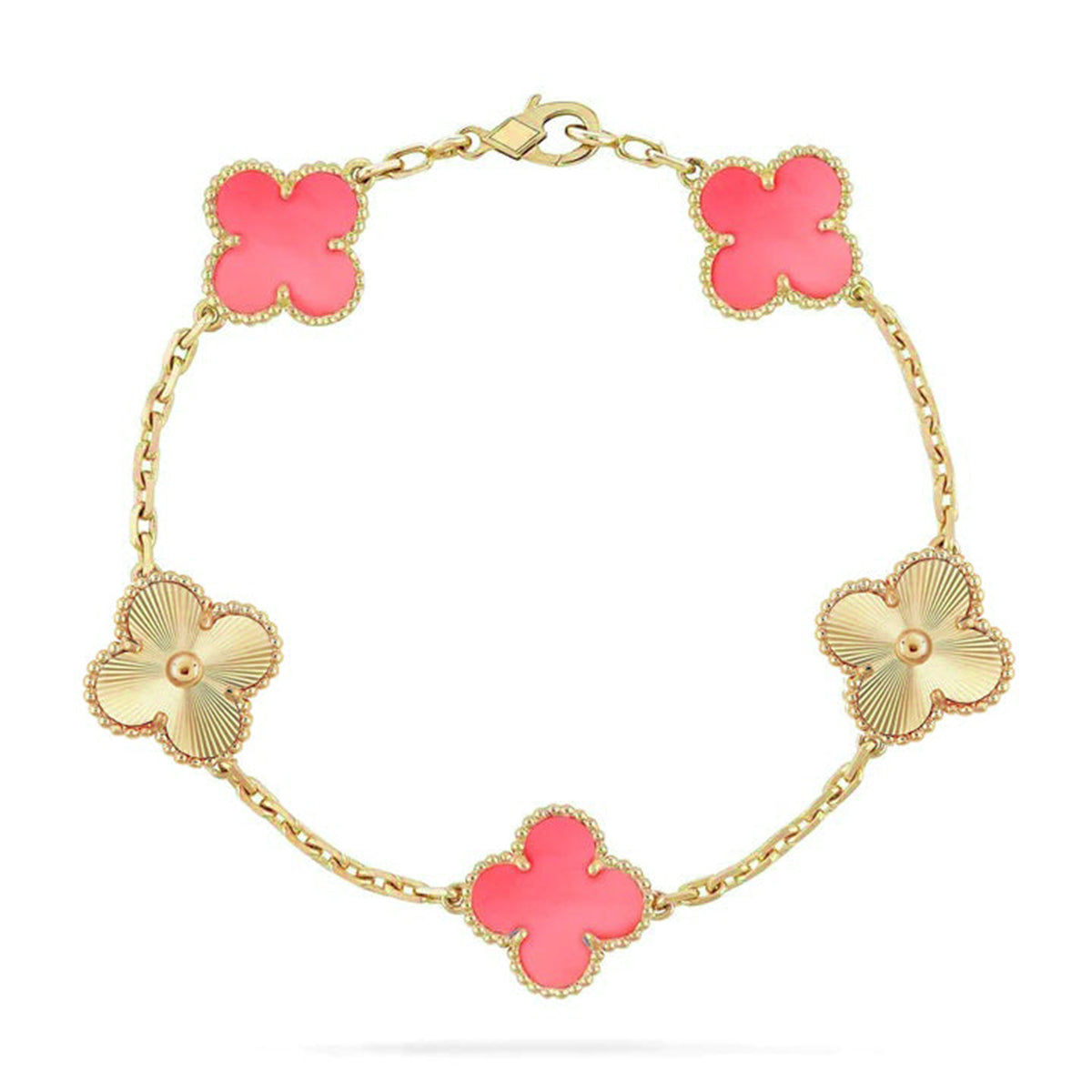 [VA]LUCKY CLOVER 5-MOTIF BRACELET - PINK MOTHER-OF-PEARL COLLECTION