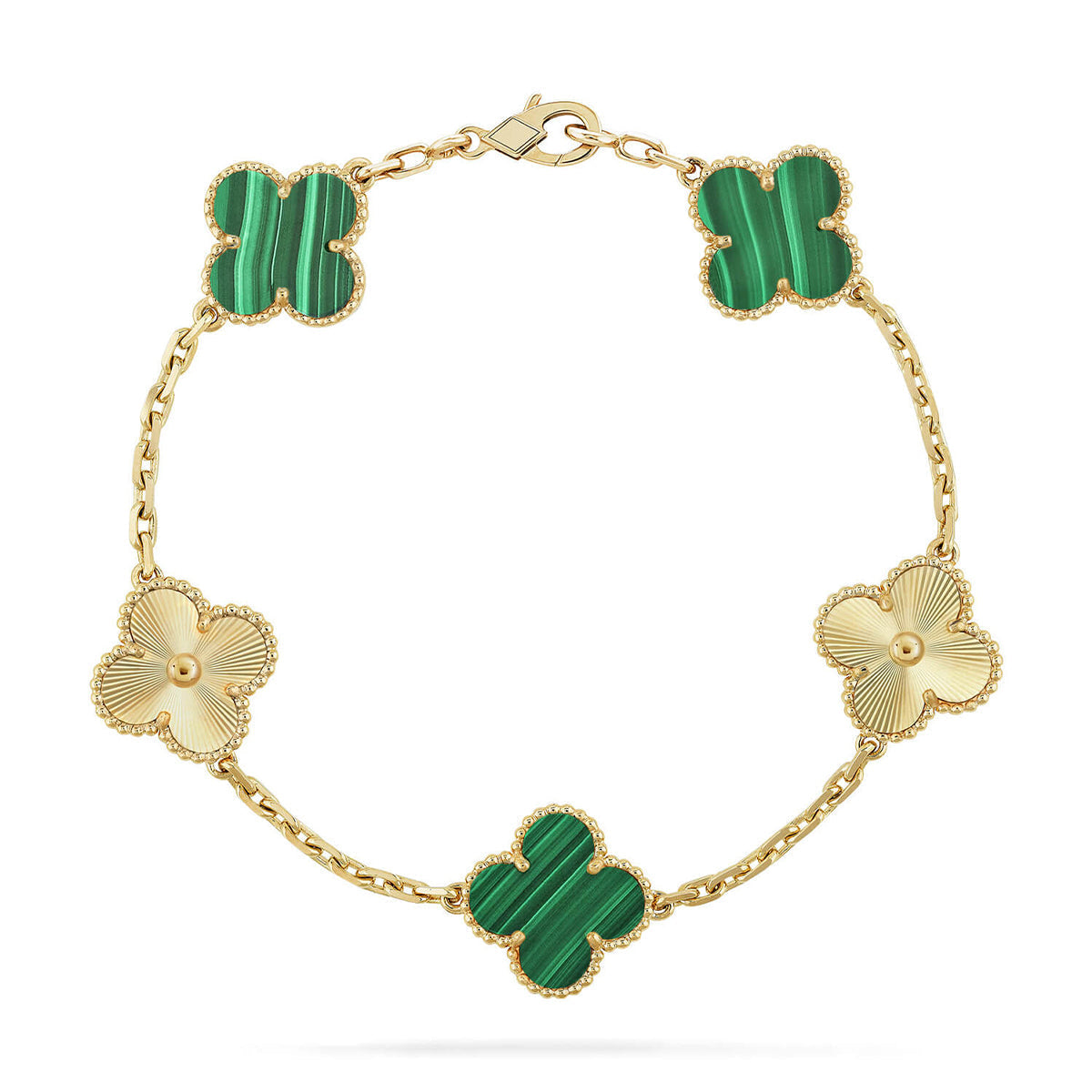 [VA]LUCKY CLOVER 5-MOTIF BRACELET - MALACHITE COLLECTION