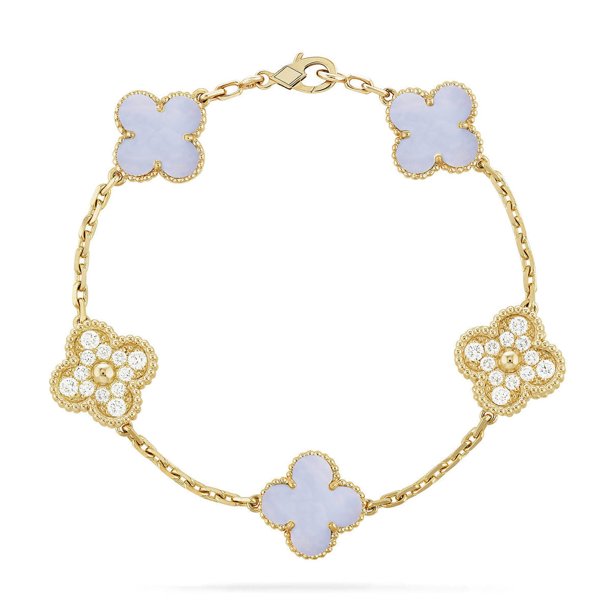 [VA]LUCKY CLOVER 5-MOTIV-ARMBAND - KOLLEKTION VIOLETTES CHALCEDON