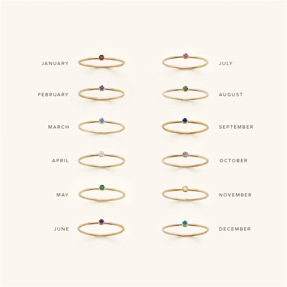 [VA]Amelia Birthstone Stacker Ring