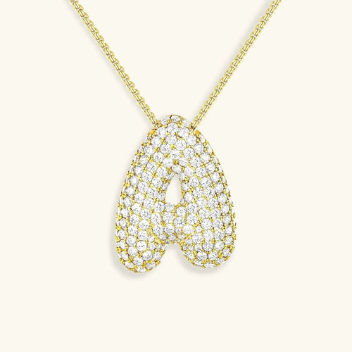 [VA]Bubble Initial Diamond Necklace