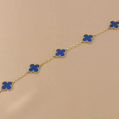 [VA]LUCKY CLOVER 5-MOTIF BRACELET - BLUE AGATE COLLECTION
