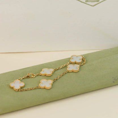 [VA]LUCKY CLOVER 5-MOTIF BRACELET - WHITE MOTHER-OF-PEARL COLLECTION