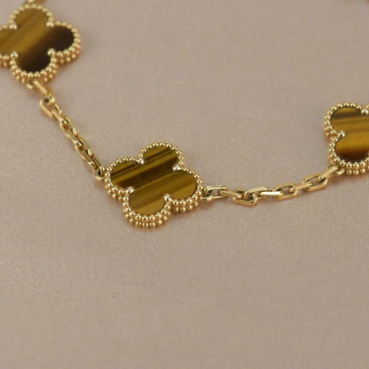 [VA]LUCKY CLOVER 5-MOTIF BRACELET -  TIGER’S EYE COLLECTION