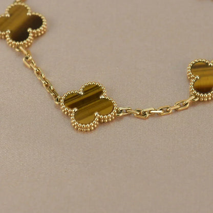 [VA]LUCKY CLOVER 5-MOTIF BRACELET -  TIGER’S EYE COLLECTION