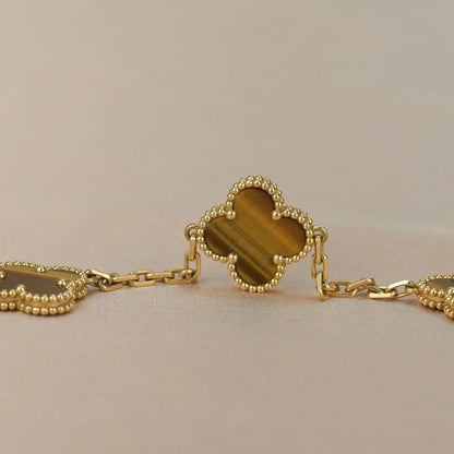 [VA]LUCKY CLOVER 5-MOTIF BRACELET -  TIGER’S EYE COLLECTION