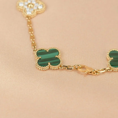 [VA]LUCKY CLOVER 5-MOTIF BRACELET - MALACHITE COLLECTION