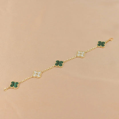 [VA]LUCKY CLOVER 5-MOTIF BRACELET - MALACHITE COLLECTION