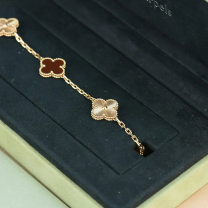 [VA]LUCKY CLOVER 5-MOTIF BRACELET - RED CARNELIAN COLLECTION