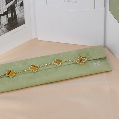 [VA]LUCKY CLOVER 5-MOTIF BRACELET -  TIGER’S EYE COLLECTION