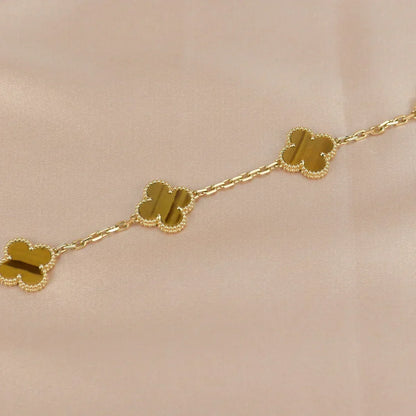 [VA]LUCKY CLOVER 5-MOTIF BRACELET -  TIGER’S EYE COLLECTION