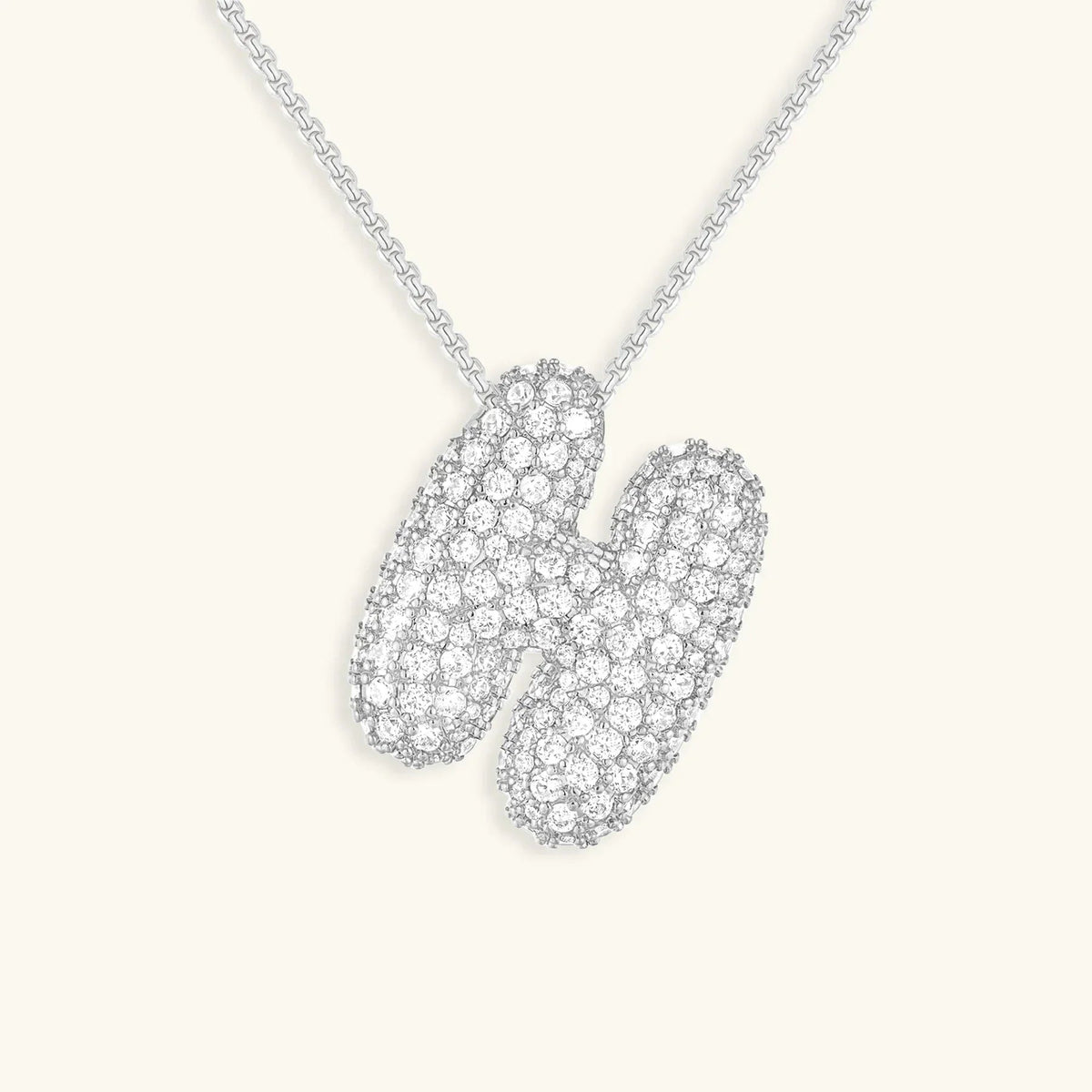[VA]Bubble Initial Diamond Necklace