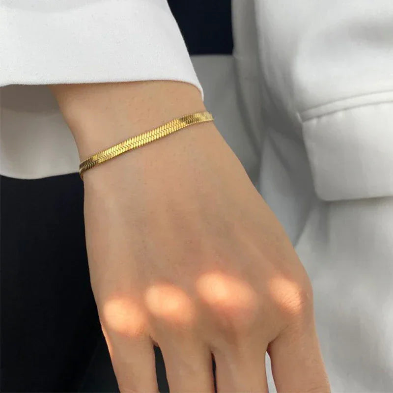 [VA]Ellaine Armband in Fischgrätoptik Gold