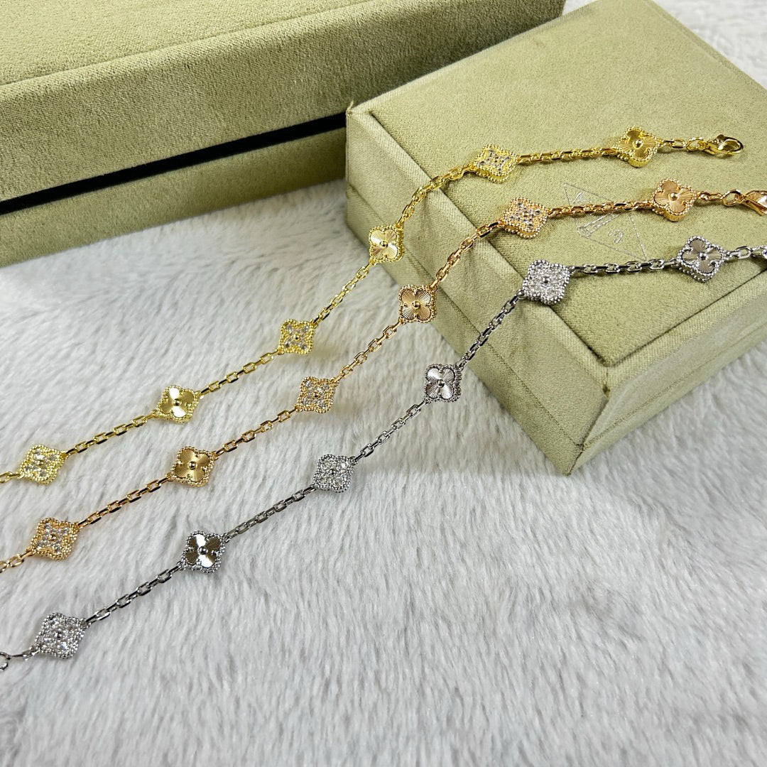 [VA]CLOVER ARMBAND MIT 6 MOTIVEN, DIAMANT BESETZT, LASER-GEFERTIGT