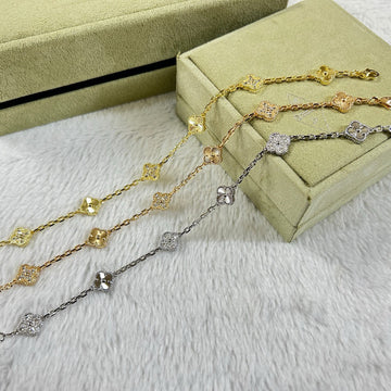 [VA]CLOVER ARMBAND MIT 6 MOTIVEN, DIAMANT BESETZT, LASER-GEFERTIGT