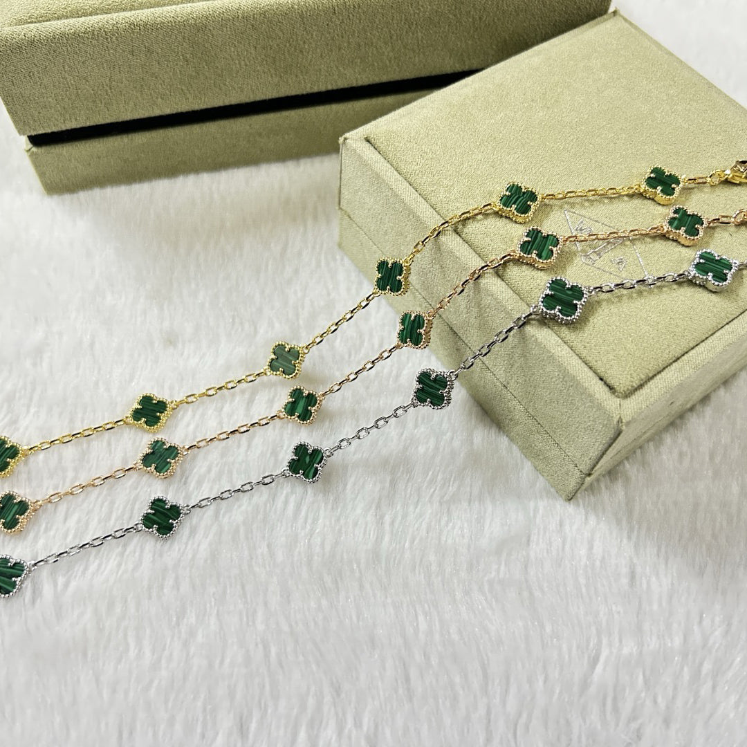 [VA]CLOVER ARMBAND MIT 6 MOTIVEN AUS MALACHIT