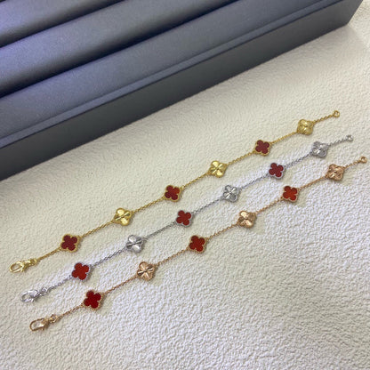 [VA]CLOVER 6 MOTIF RED AGATE LASER BRACELET