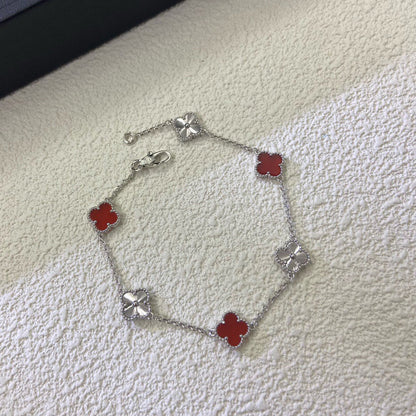 [VA]CLOVER 6 MOTIF RED AGATE LASER BRACELET