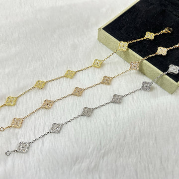 [VA]クローバー6モチーフ ダイヤモンドブレスレット