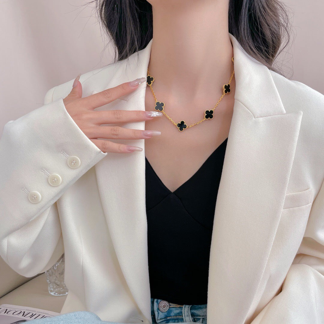 [VA]CLOVER 10 MOTIFS ONYX NECKLACE